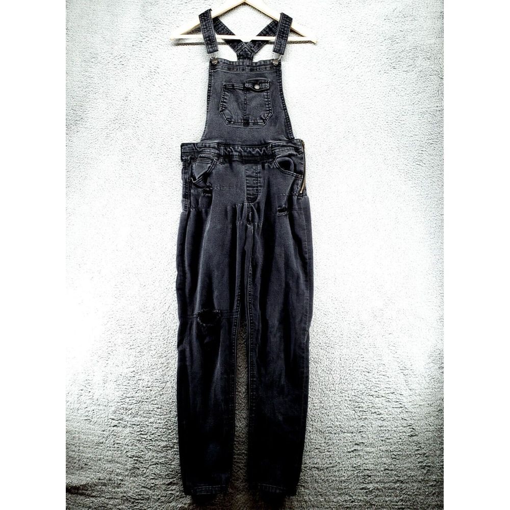CELEBRITY PINK Boyfriend Destructed Denim Overalls Women 7/28 Racer Back Fade